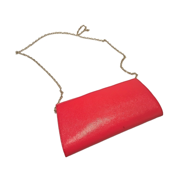 Red Clutch Purse with Gold Chain Strap - Picture 12 of 13
